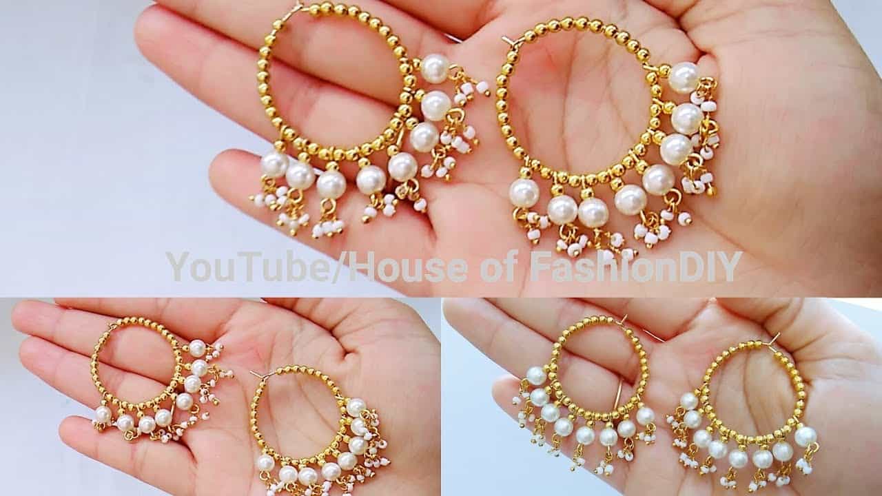 Fancy pearl hoops 15 Best DIY Earrings Ideas and Tutorials