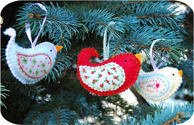 Birdie Christmas felt ornaments