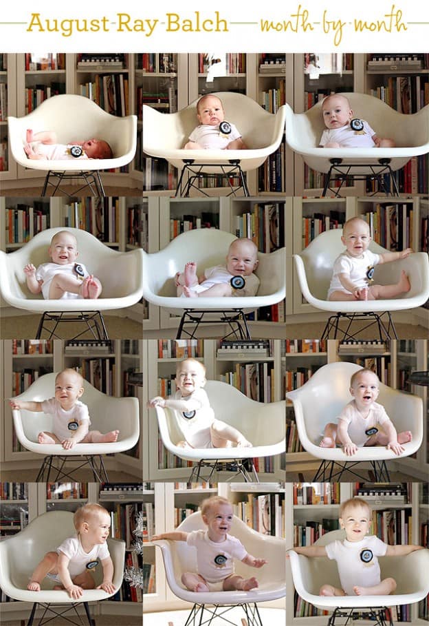A ribbon and a rocking chair - baby picture ideas