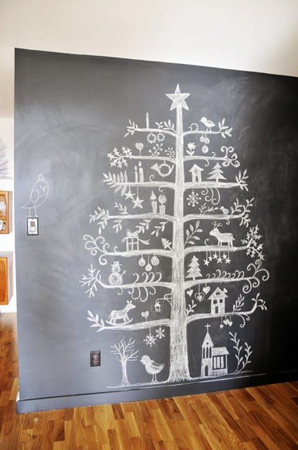 Chalkboard wall Christmas tree