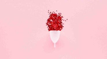 Menstrual cup with period blood