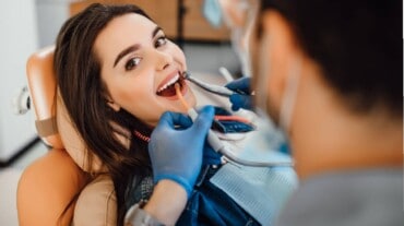 A woman at the dentist