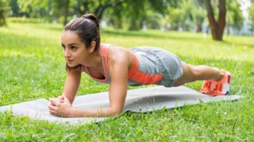 A woman doing planks