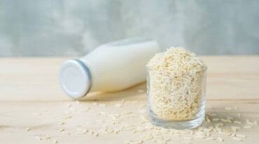 A glass of raw rice